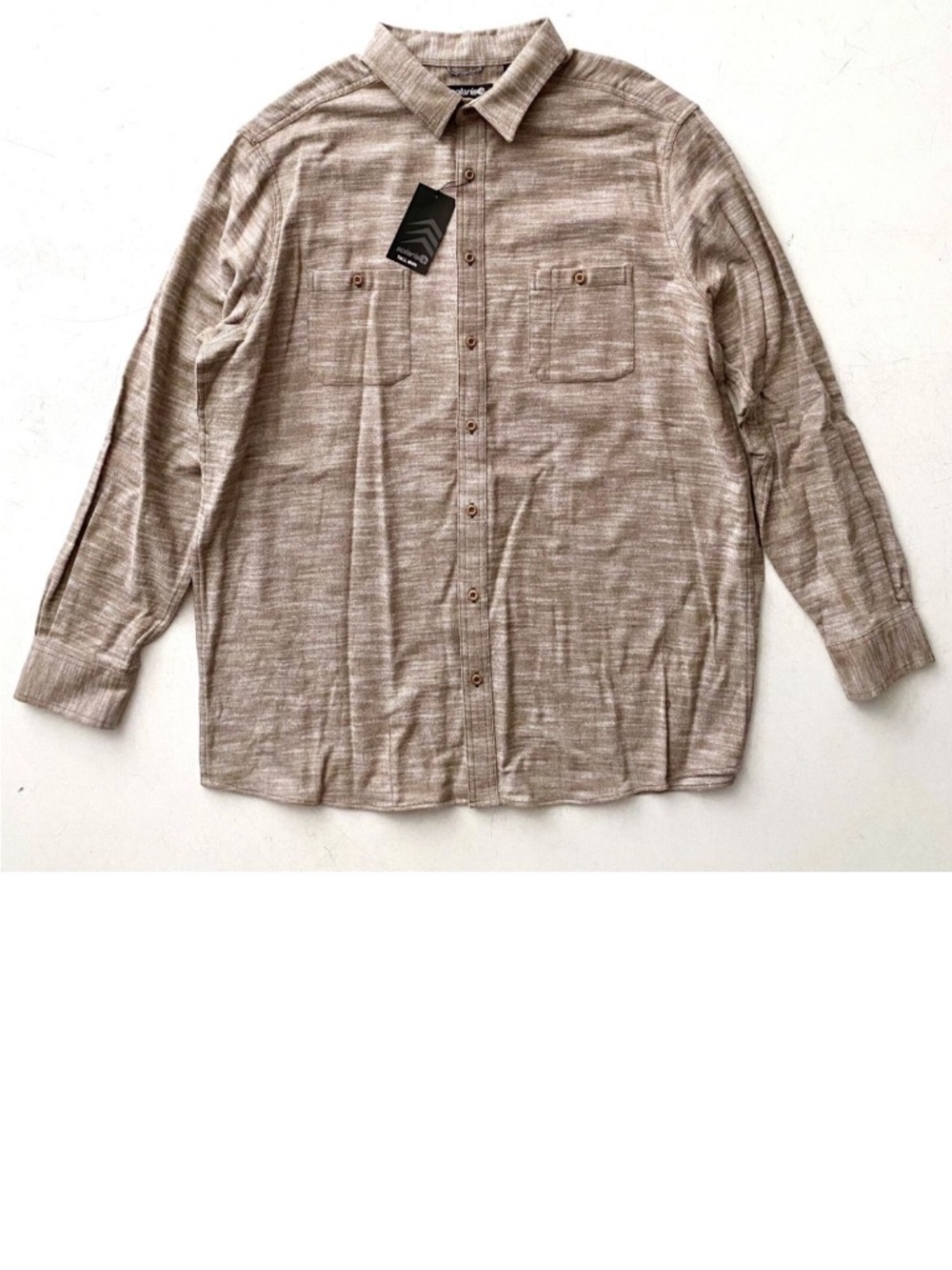 Solaris Shirt Soft Cotton Button Up Long Sleeve Khaki Heather 3XB